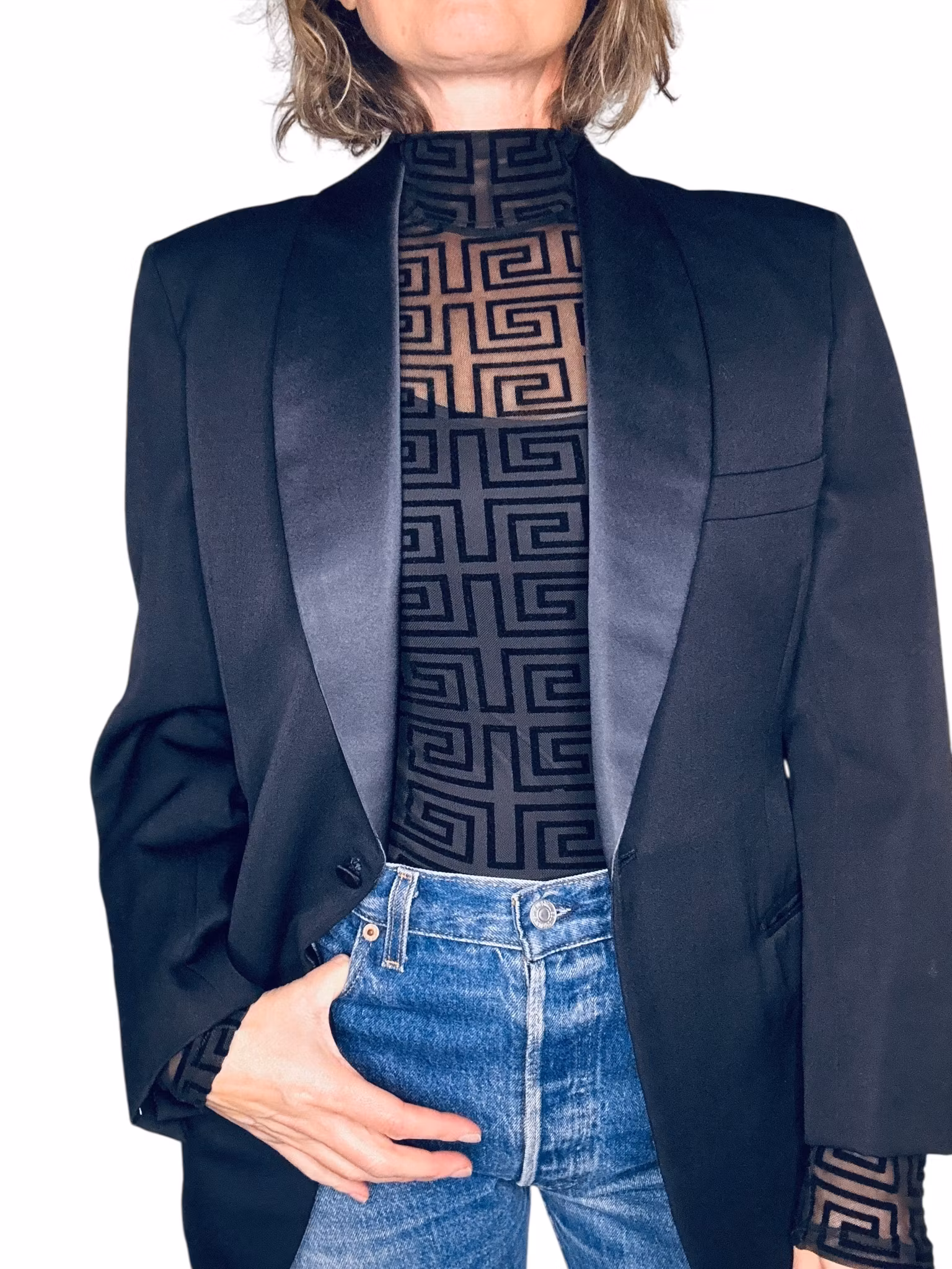 Meshtröja med grafiskt mönster