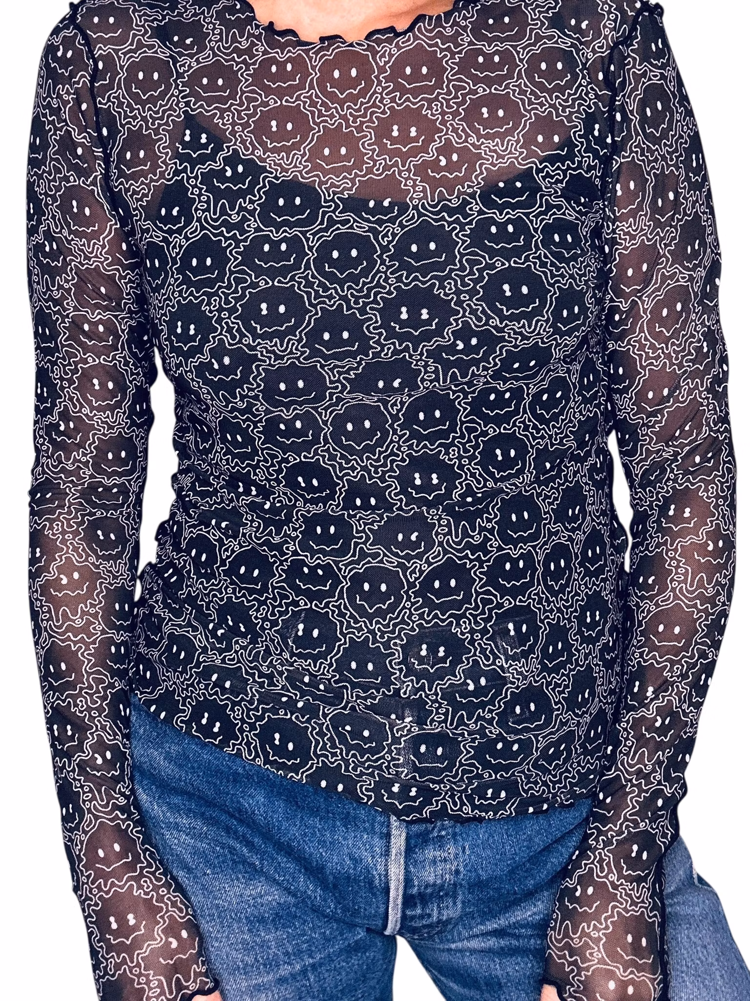 Meshtröja med smileys