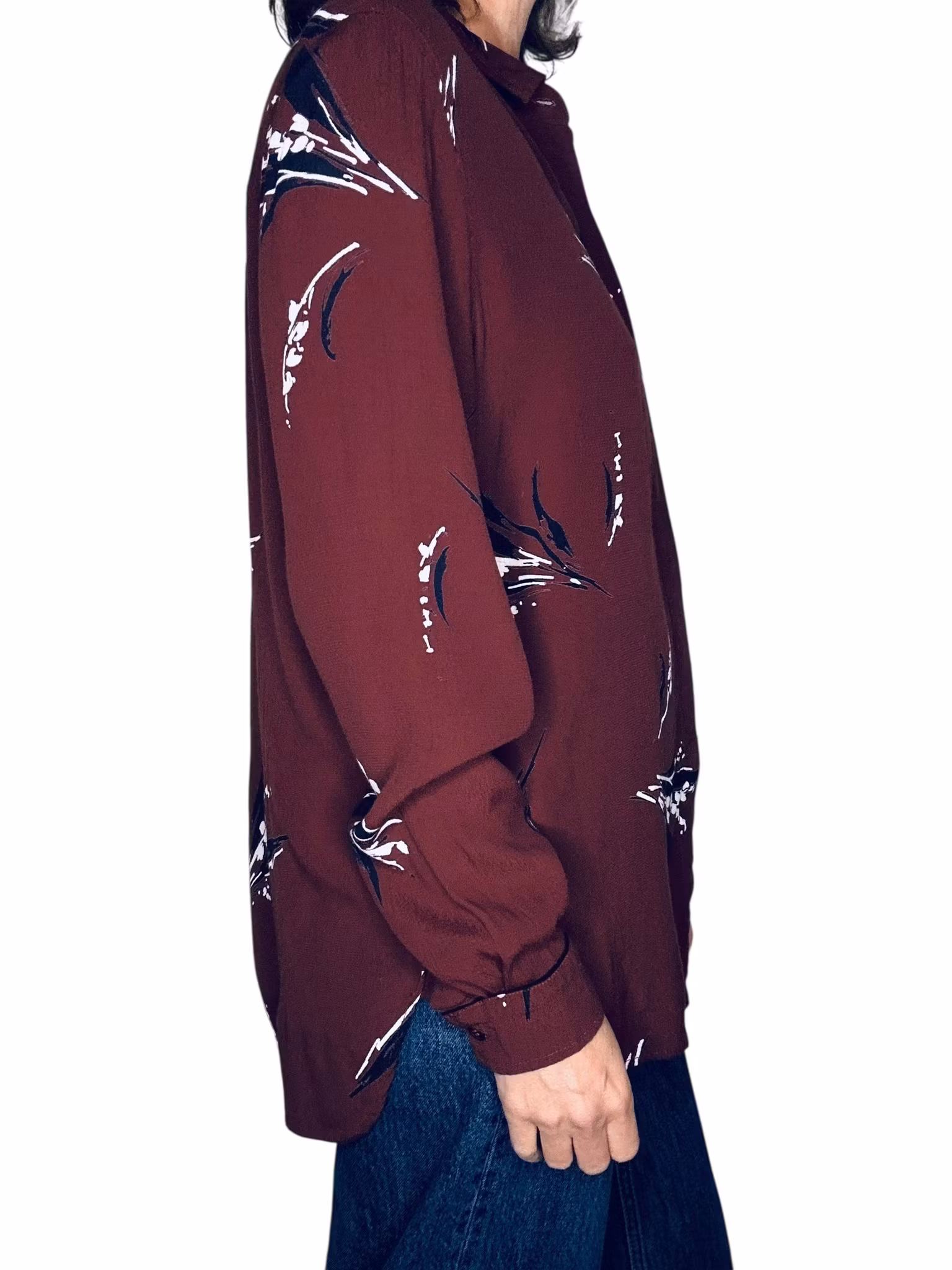 Ganni vinröd mönstrad skjorta