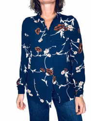 Ganni mörkblå mönstrad skjorta