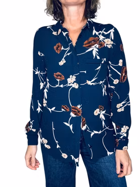 Ganni mörkblå mönstrad skjorta