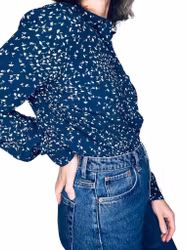 Ganni mörkblå skjorta med maskrosfrön