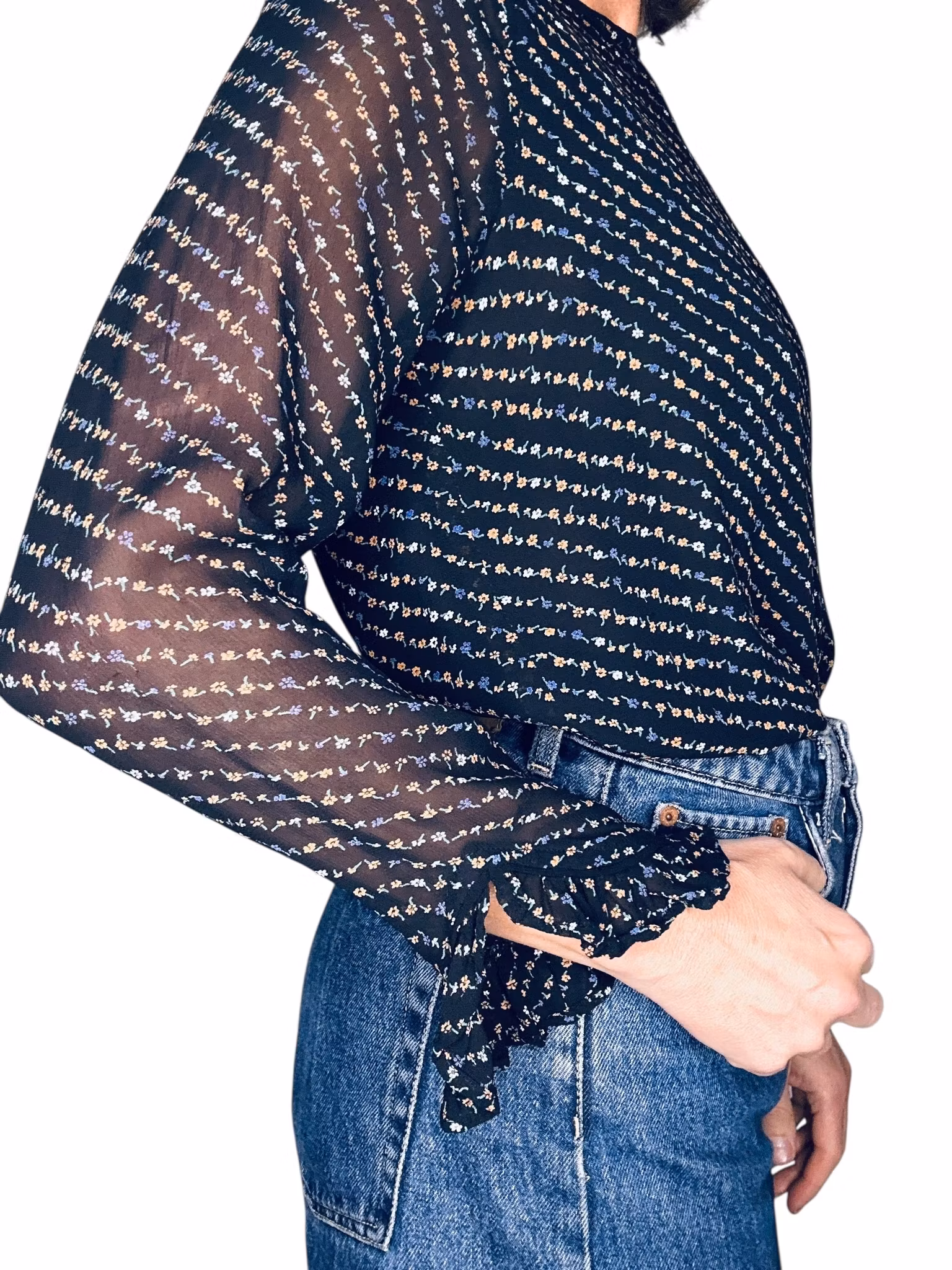 Ganni blus med små blommor