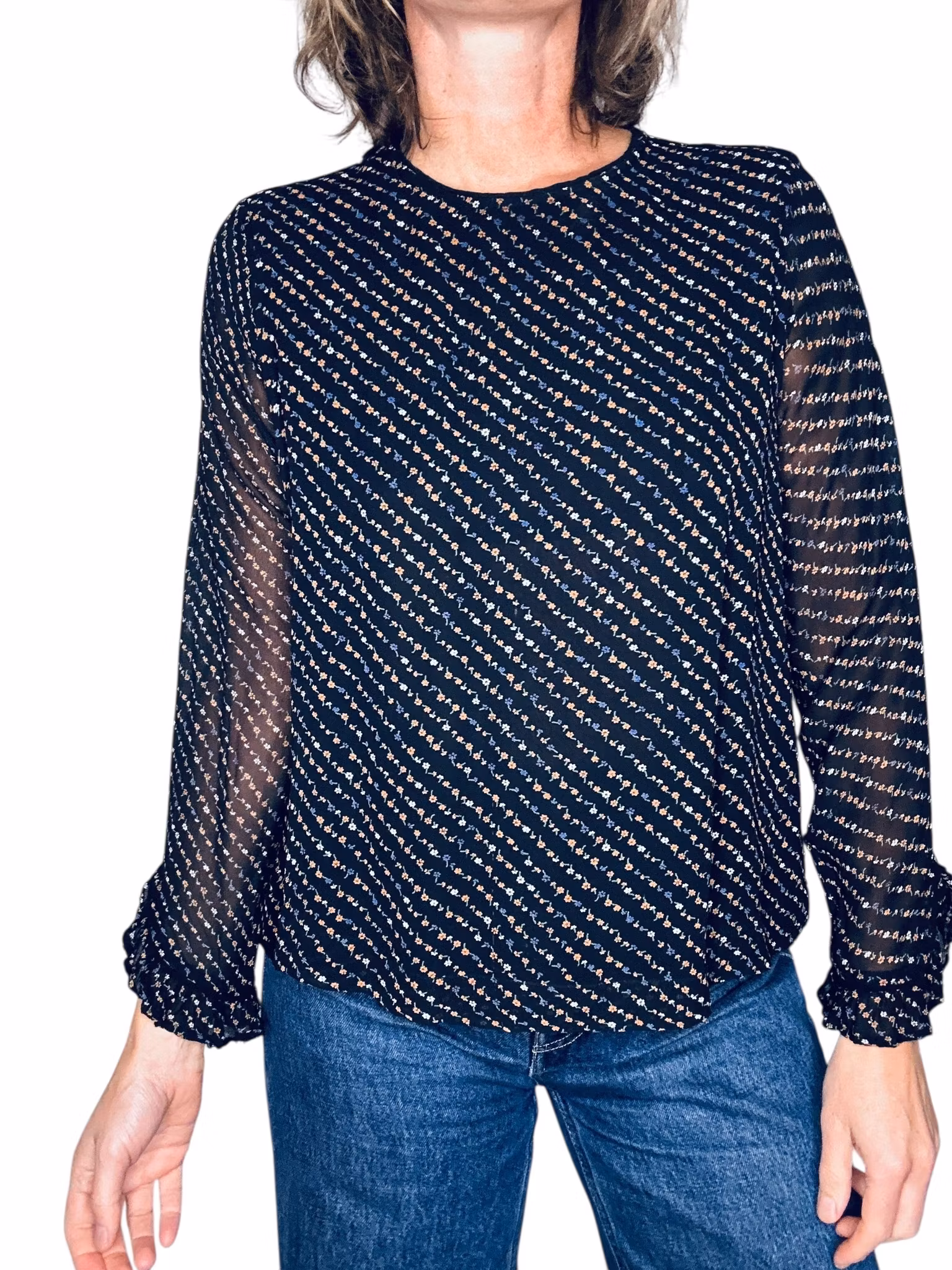 Ganni blus med små blommor