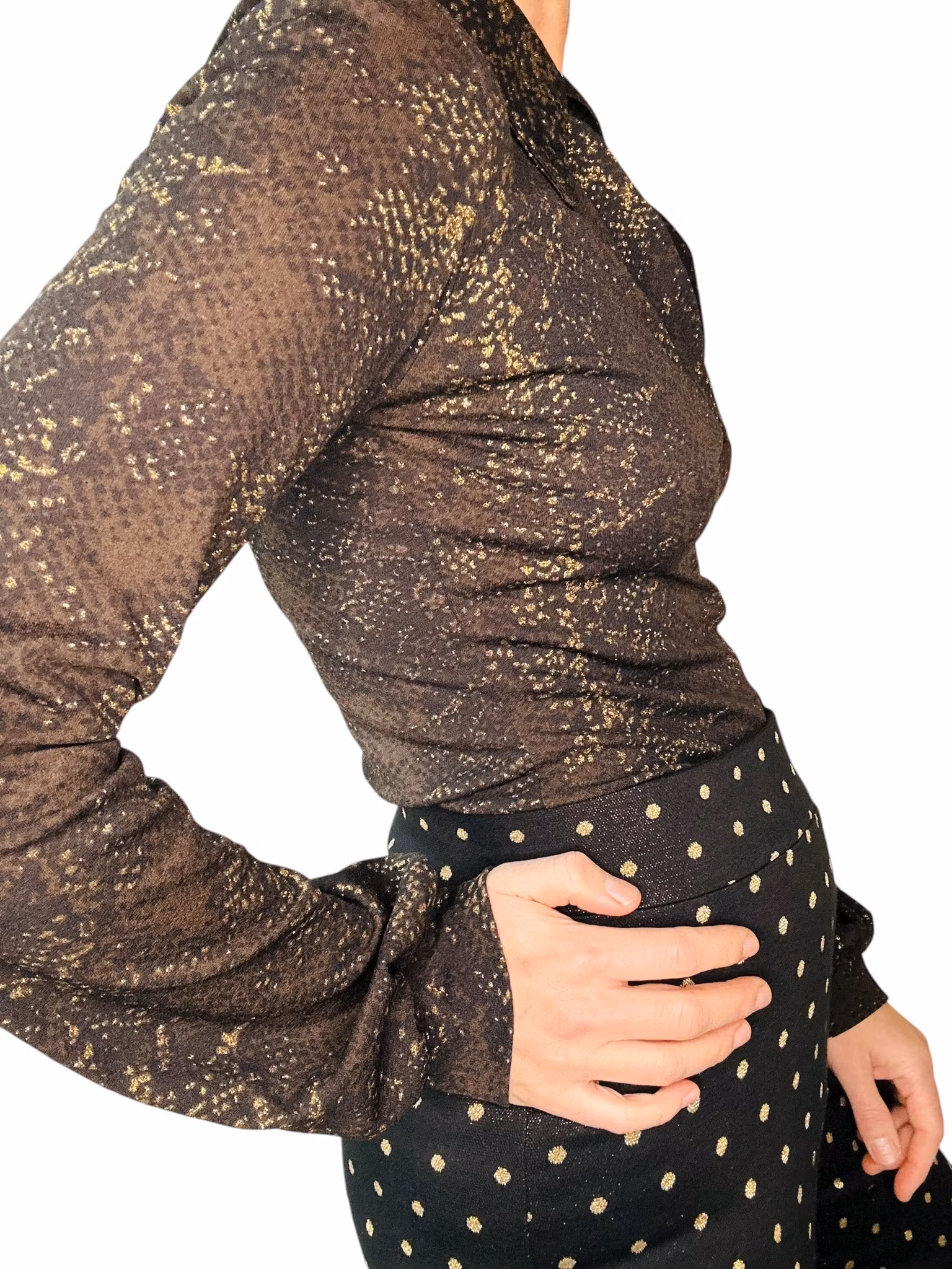 Vintage topp med guldmönster  - 90-tal