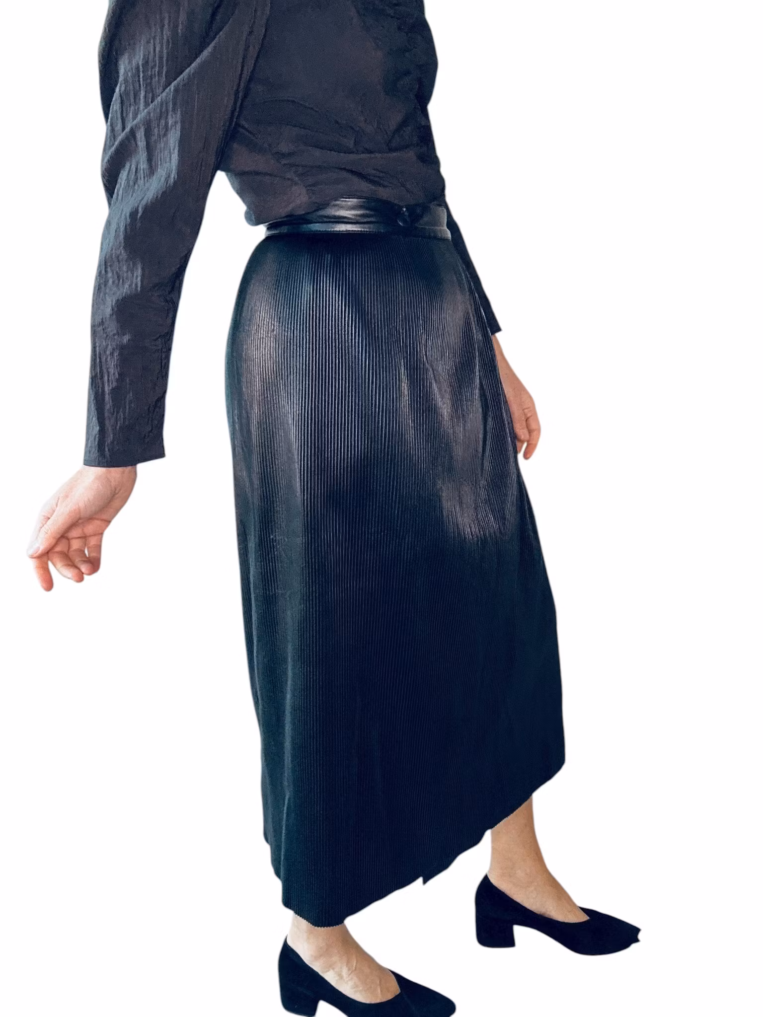 Rodebjer kjol i plisserat fuskskinn