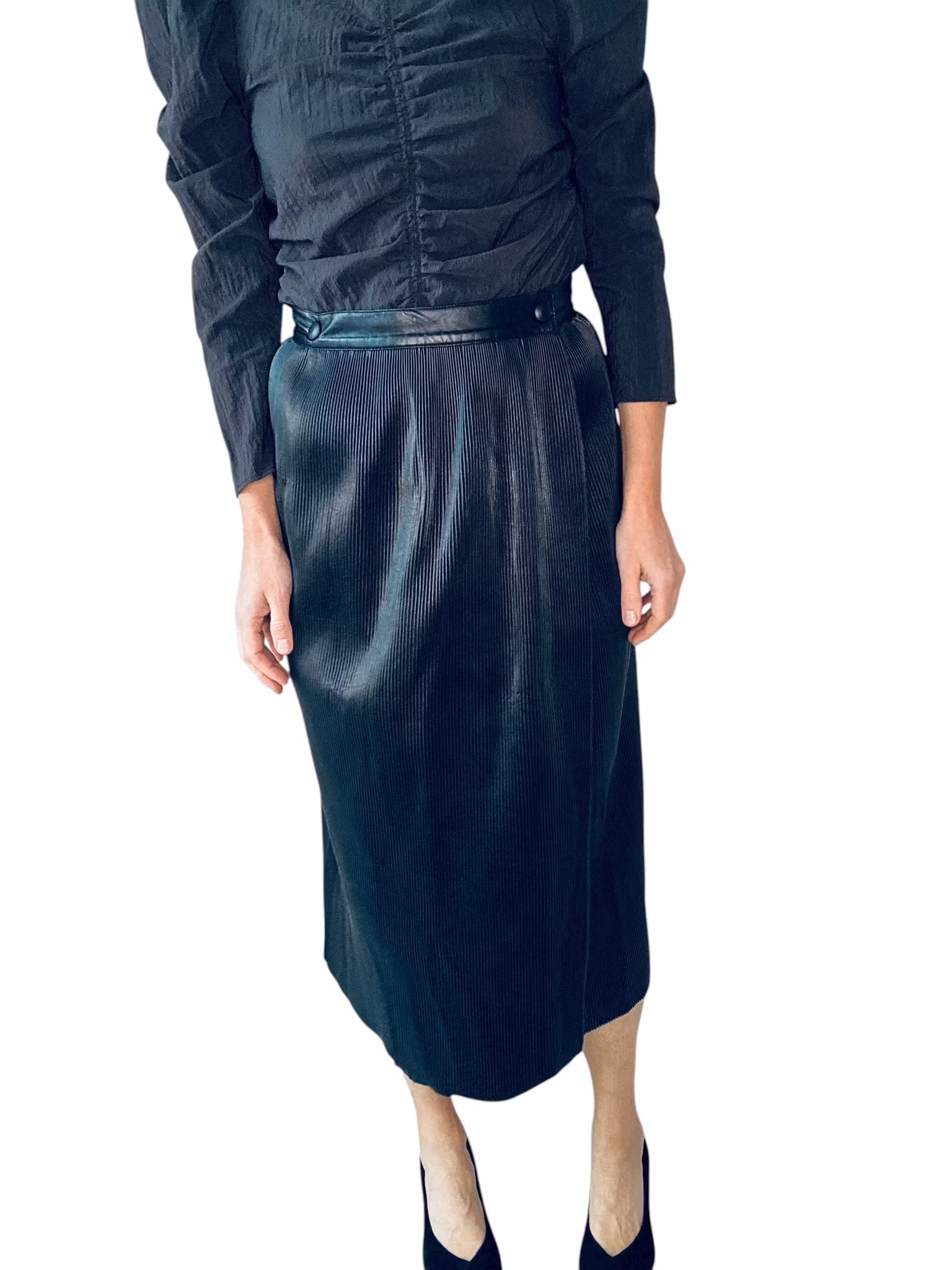 Rodebjer kjol i plisserat fuskskinn