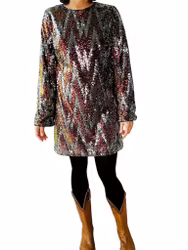 Paljettklänning med lång ärm