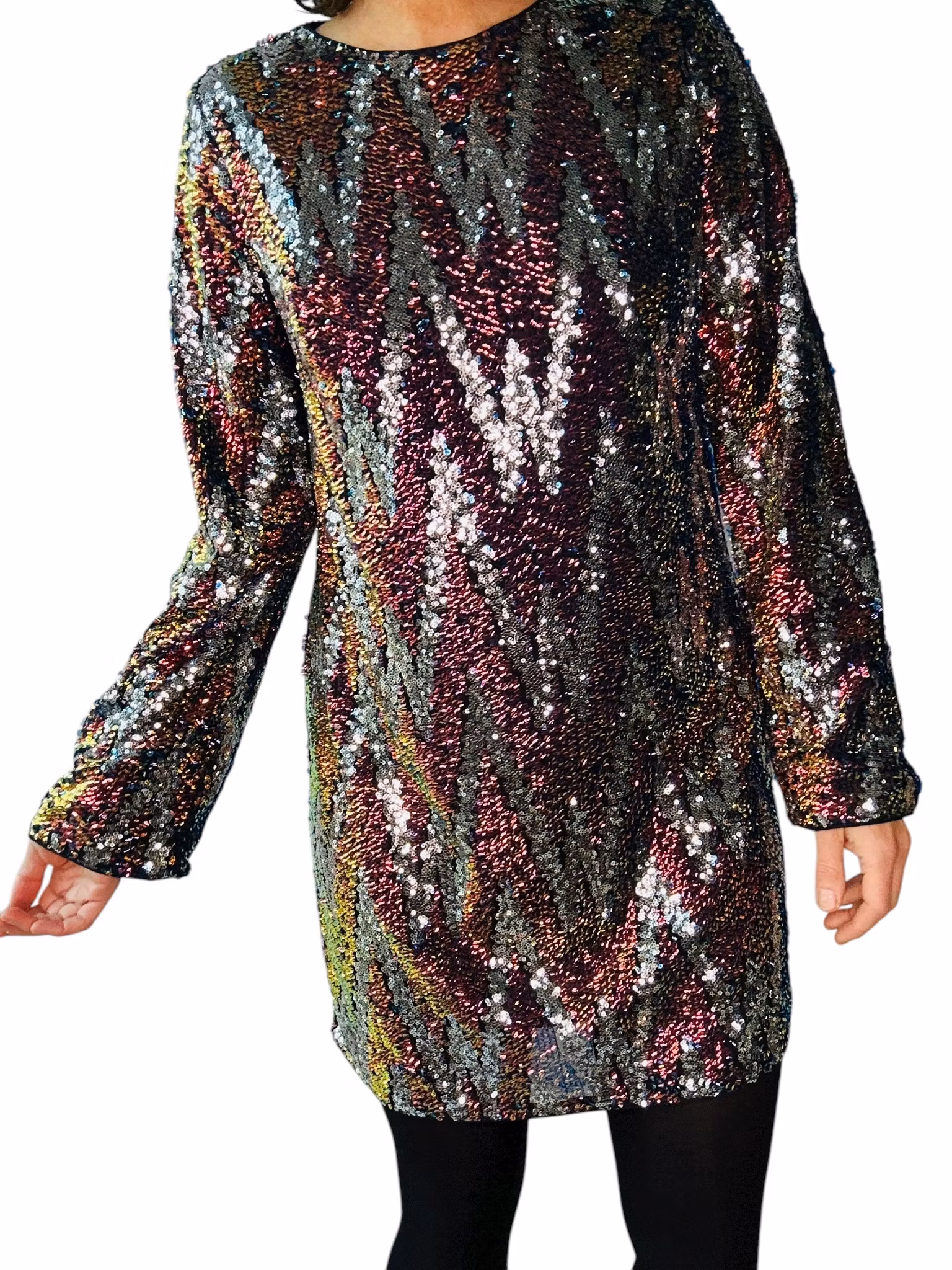 Paljettklänning med lång ärm