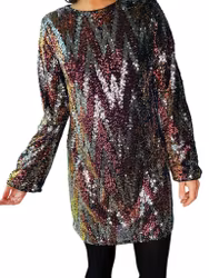 Paljettklänning med lång ärm