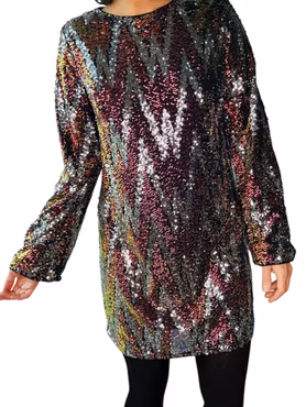 Paljettklänning med lång ärm