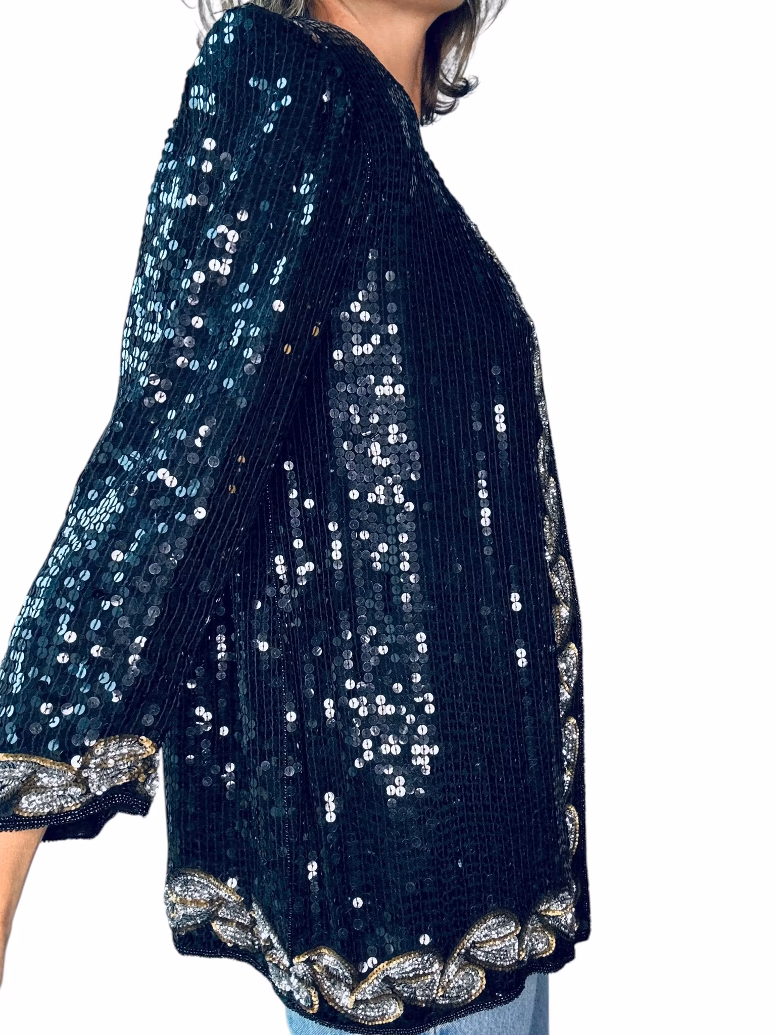 Vintage paljettjacka med spetsiga axlar