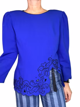 Vintage kornblå topp med otroliga detaljer