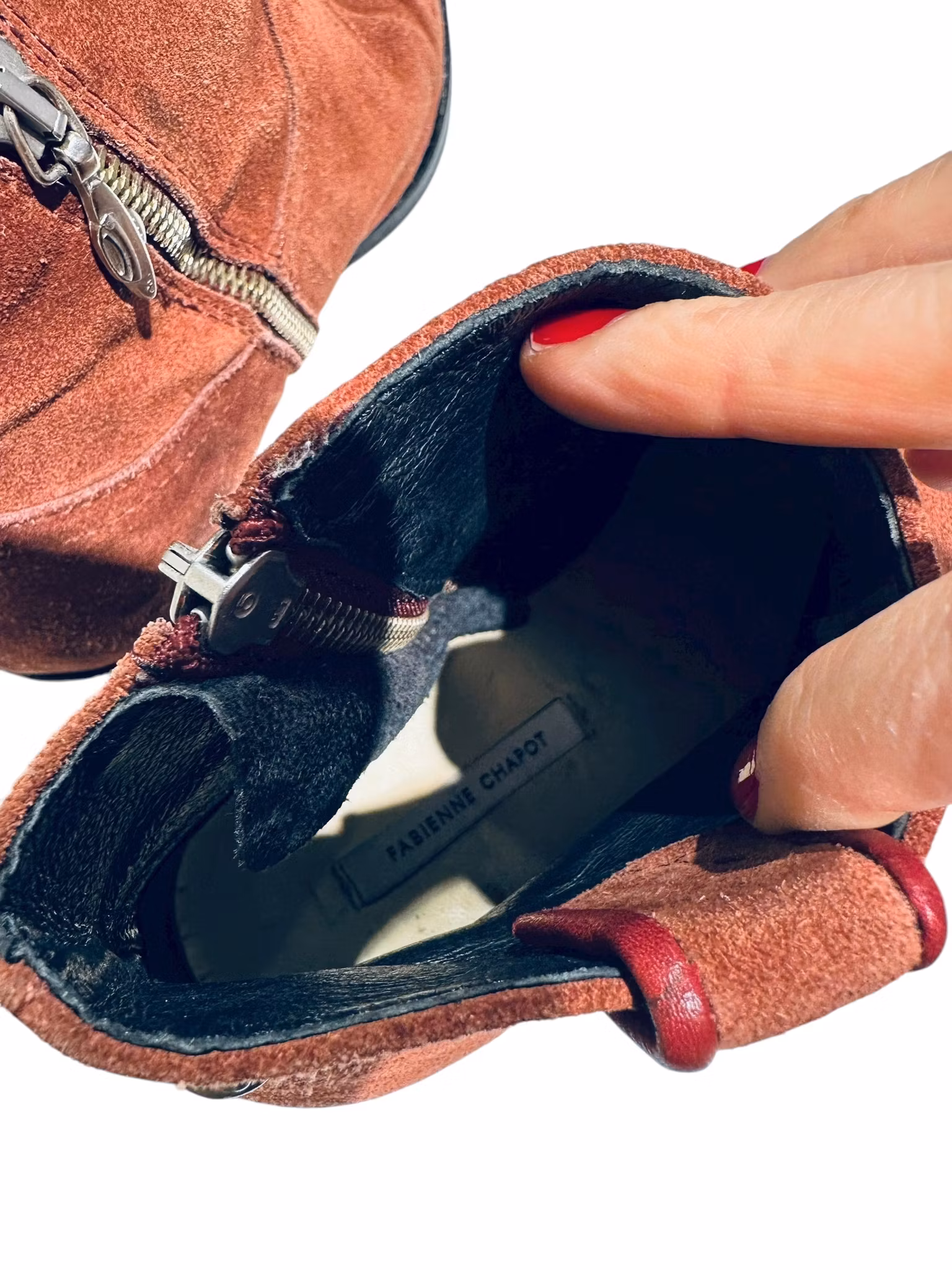 Fabienne Chapot vinröda boots med tåhätta