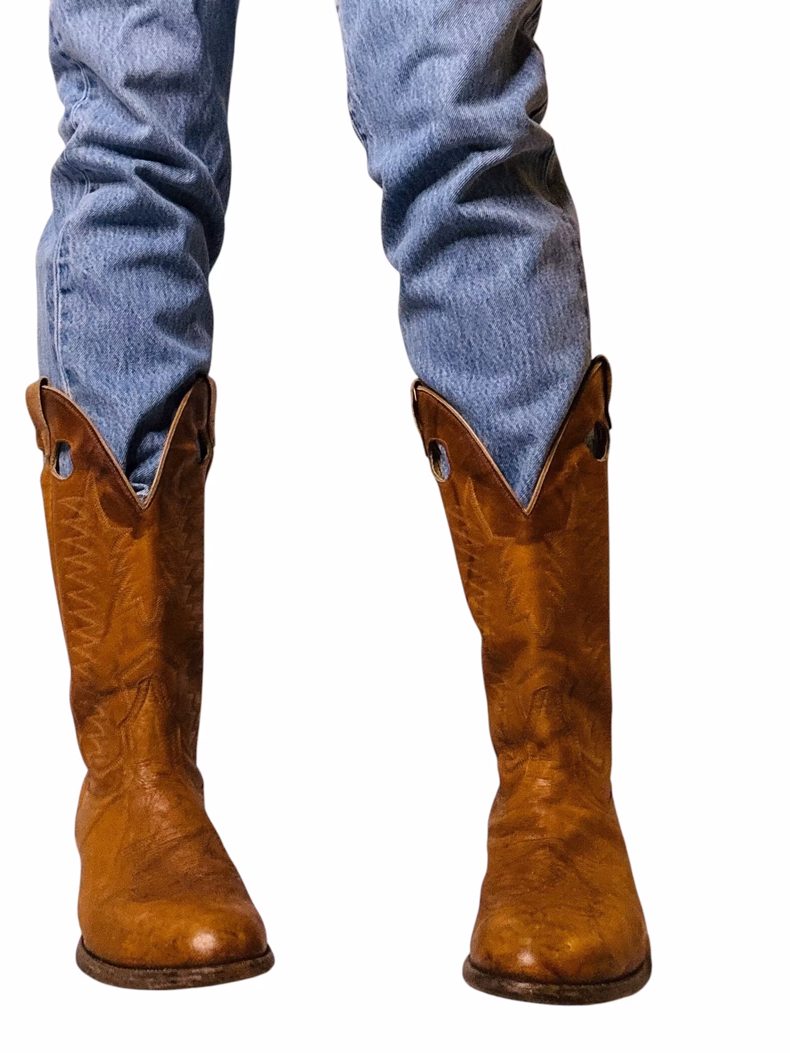 Vintage konjaksbruna cowboyboots