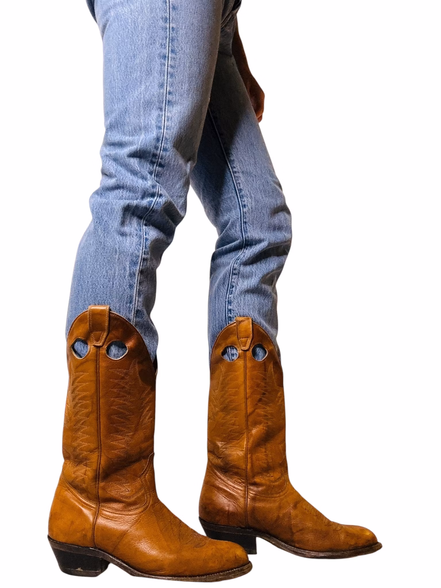 Vintage konjaksbruna cowboyboots