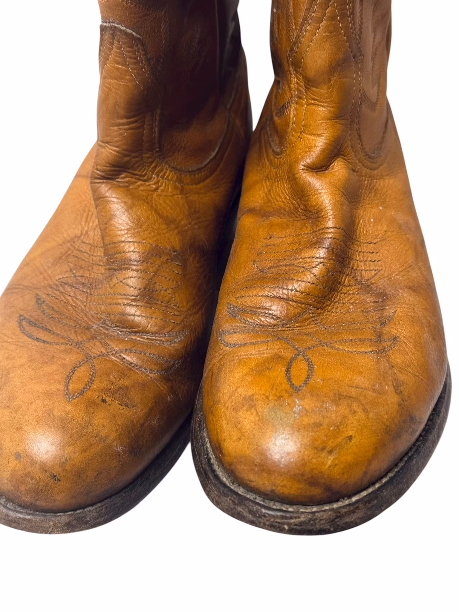 Vintage konjaksbruna cowboyboots
