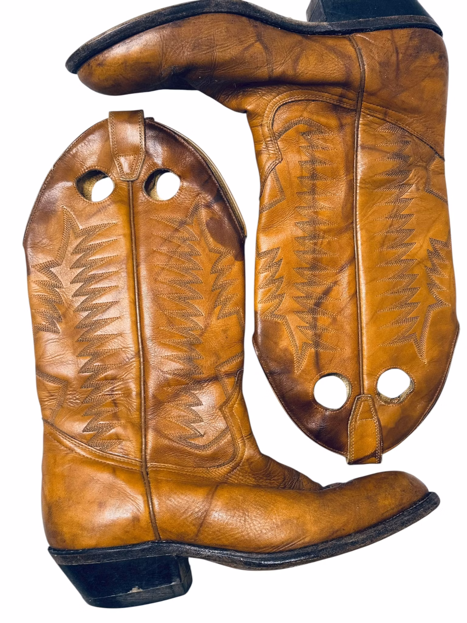 Vintage konjaksbruna cowboyboots