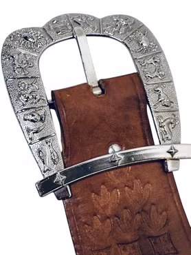 Vintage brunt brett cowboybälte med stjärntecken