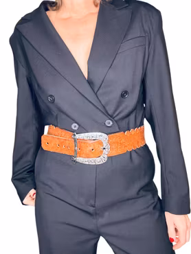 Vintage brunt brett cowboybälte med stjärntecken