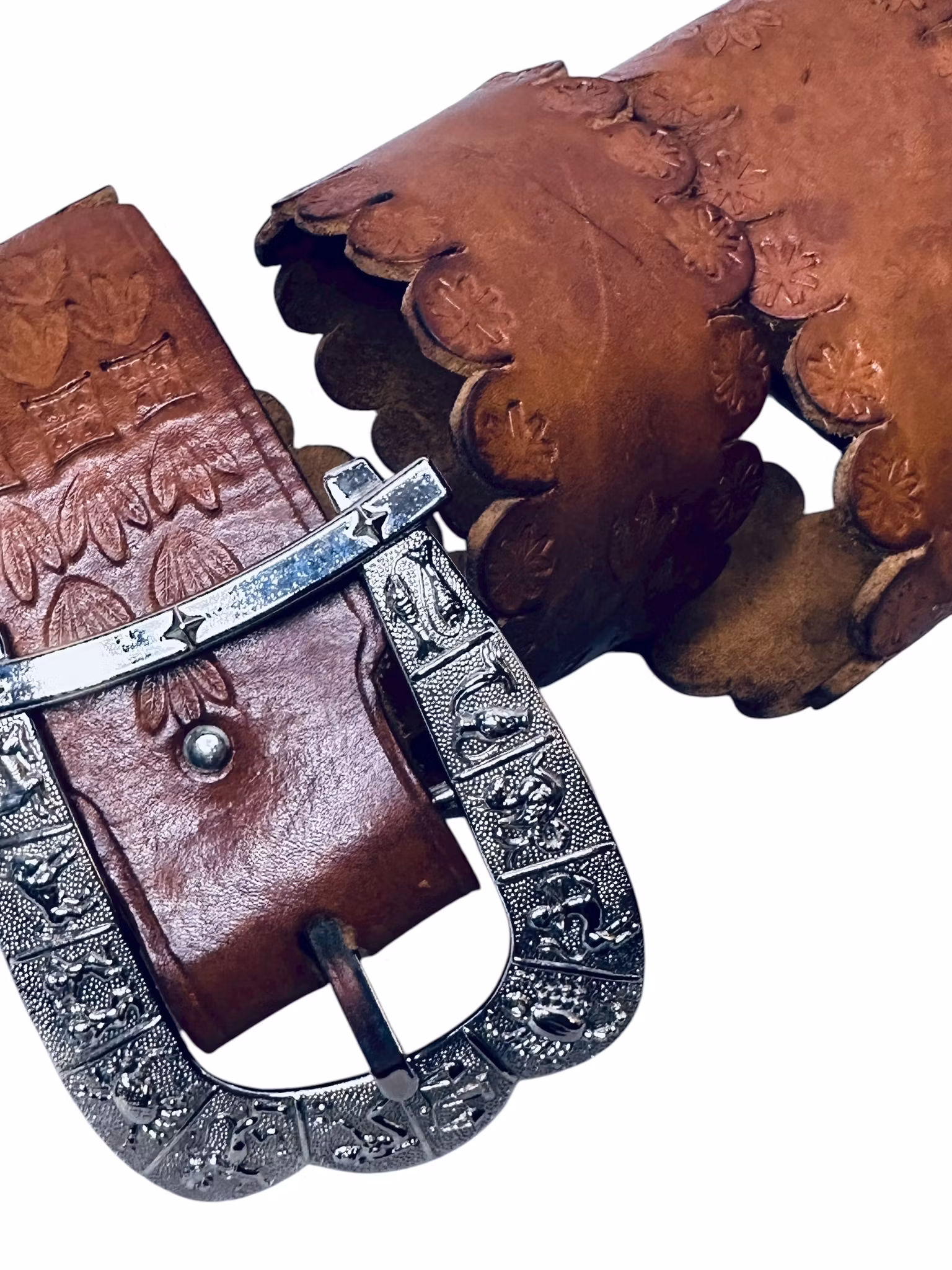 Vintage brunt brett cowboybälte med stjärntecken