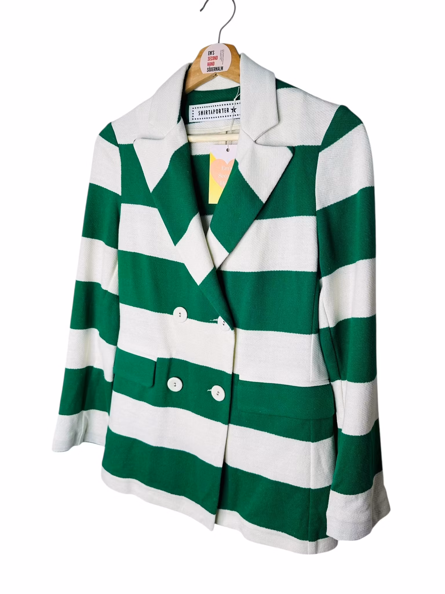 Grön- och vitrandig kavaj