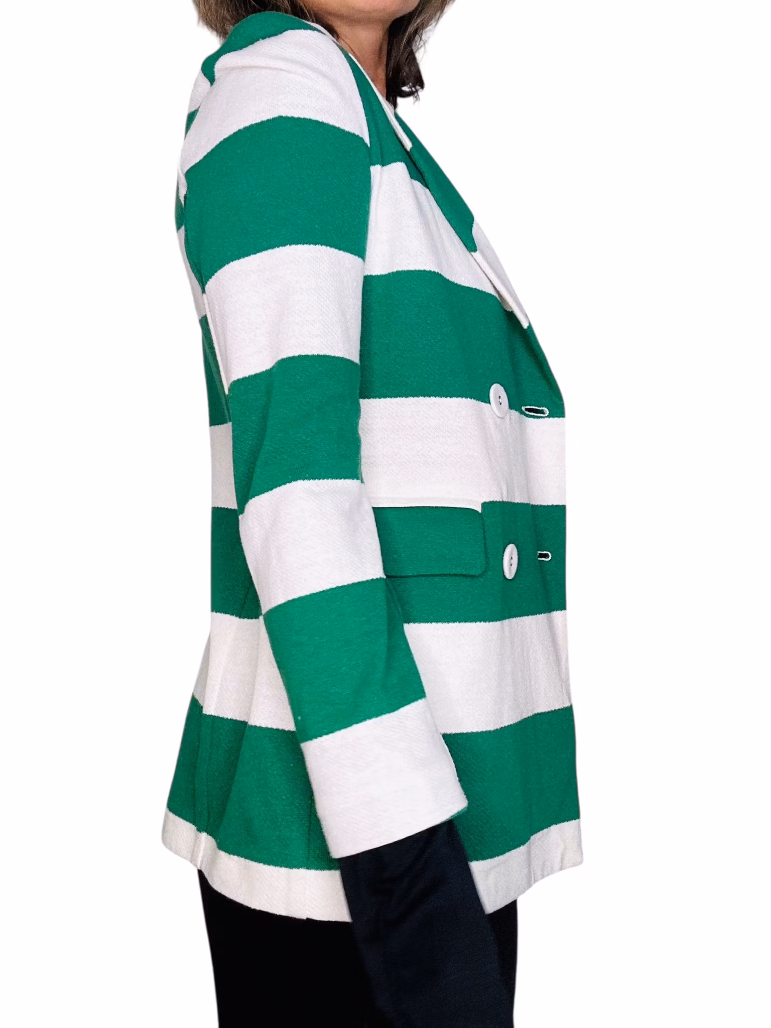 Grön- och vitrandig kavaj