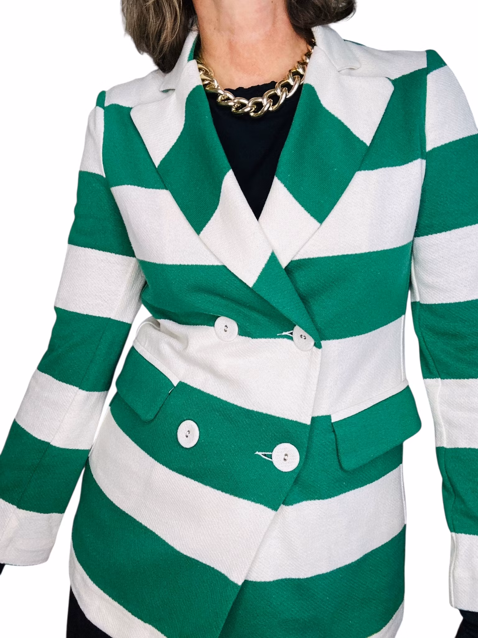 Grön- och vitrandig kavaj