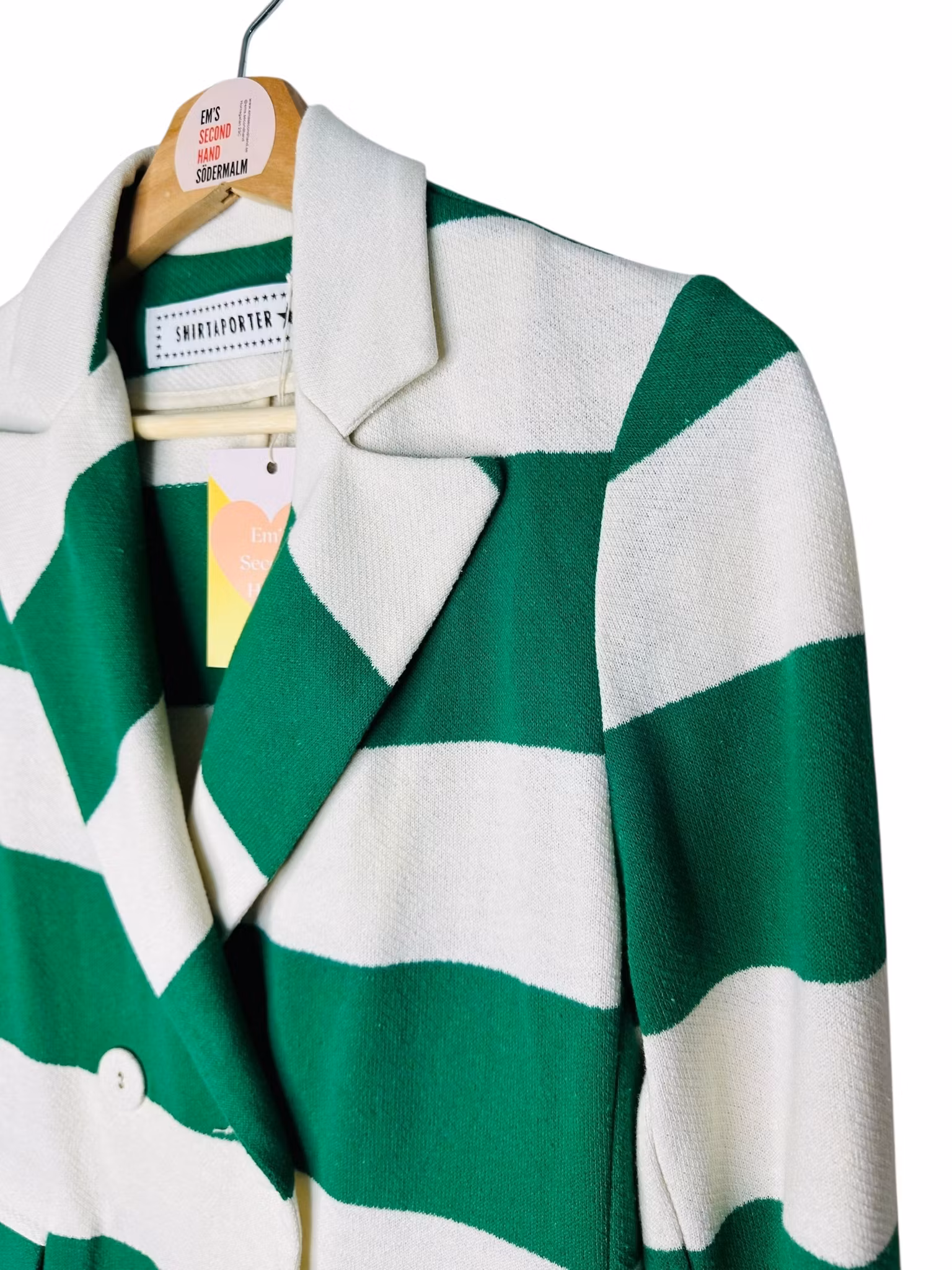 Grön- och vitrandig kavaj