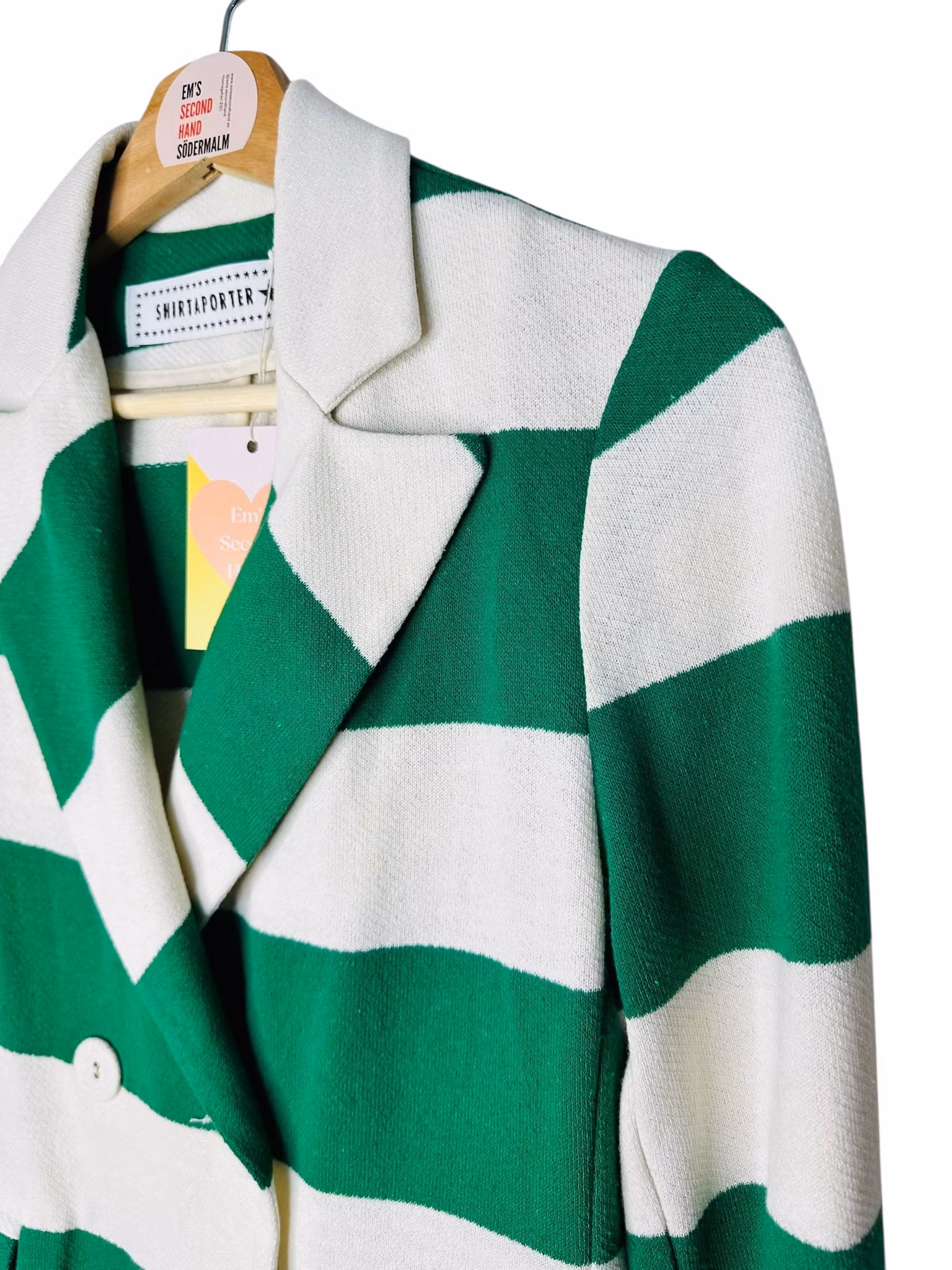 Grön- och vitrandig kavaj