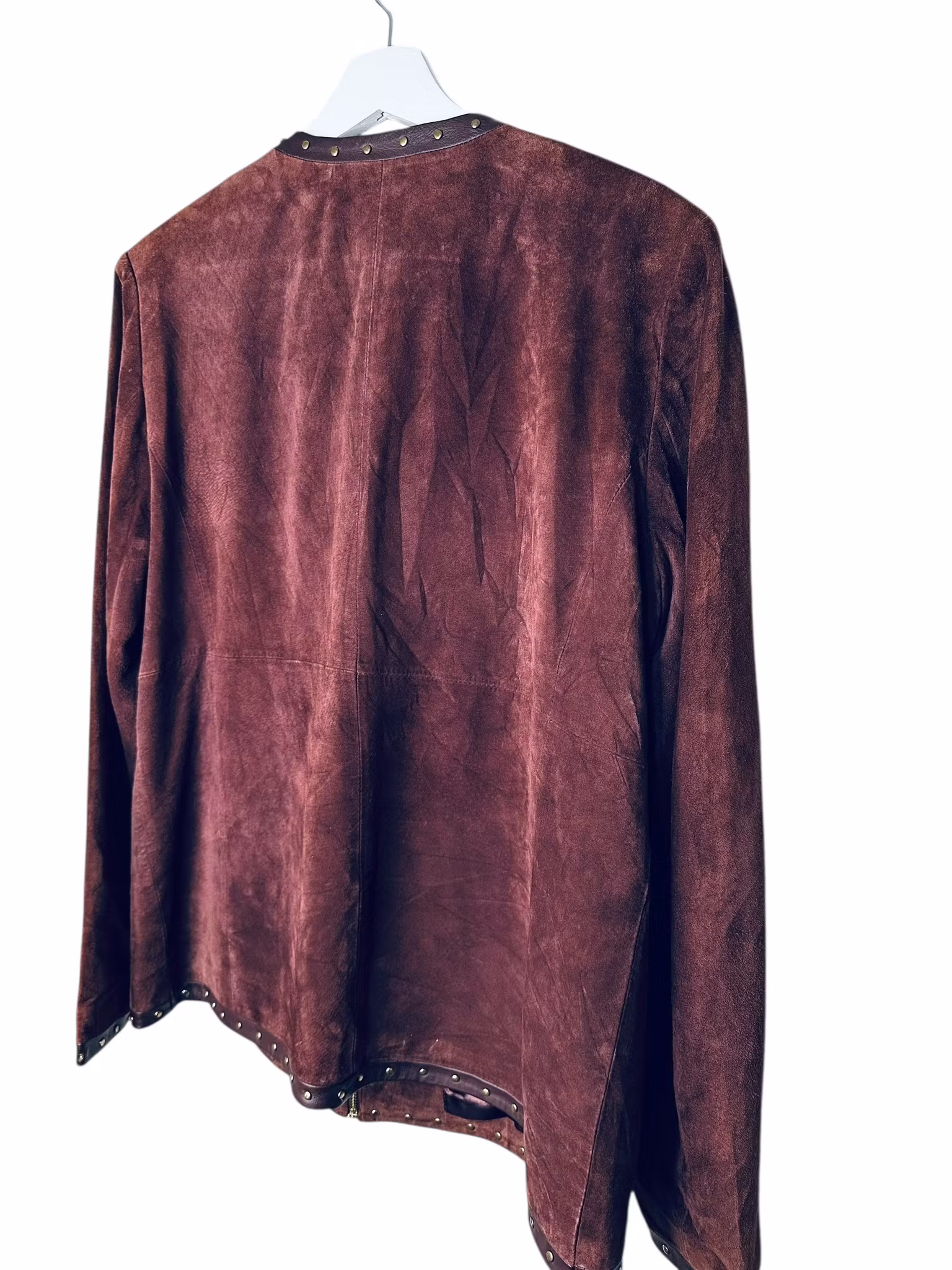 Vintage vinröd mockajacka med nitar