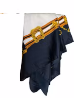 Vintage sidensjal i svartvitt med stigbyglar