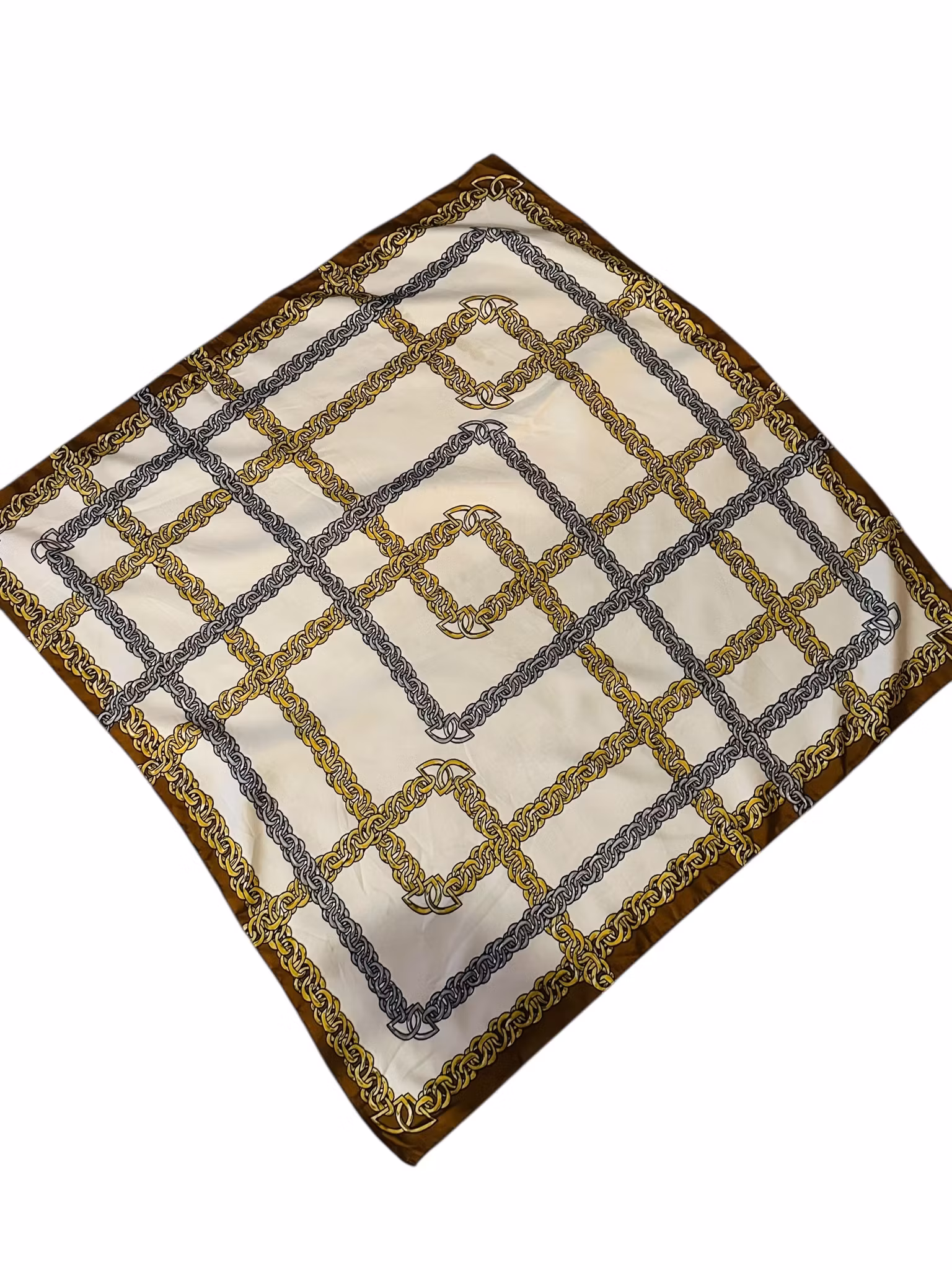 Vintage sidensjal med kedjemönster