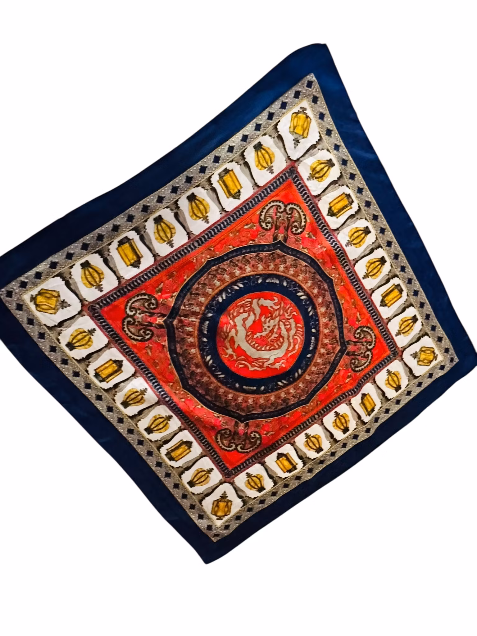 Vintage sidensjal med drake