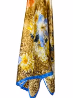 Vintage sidensjal med leopard och blommor