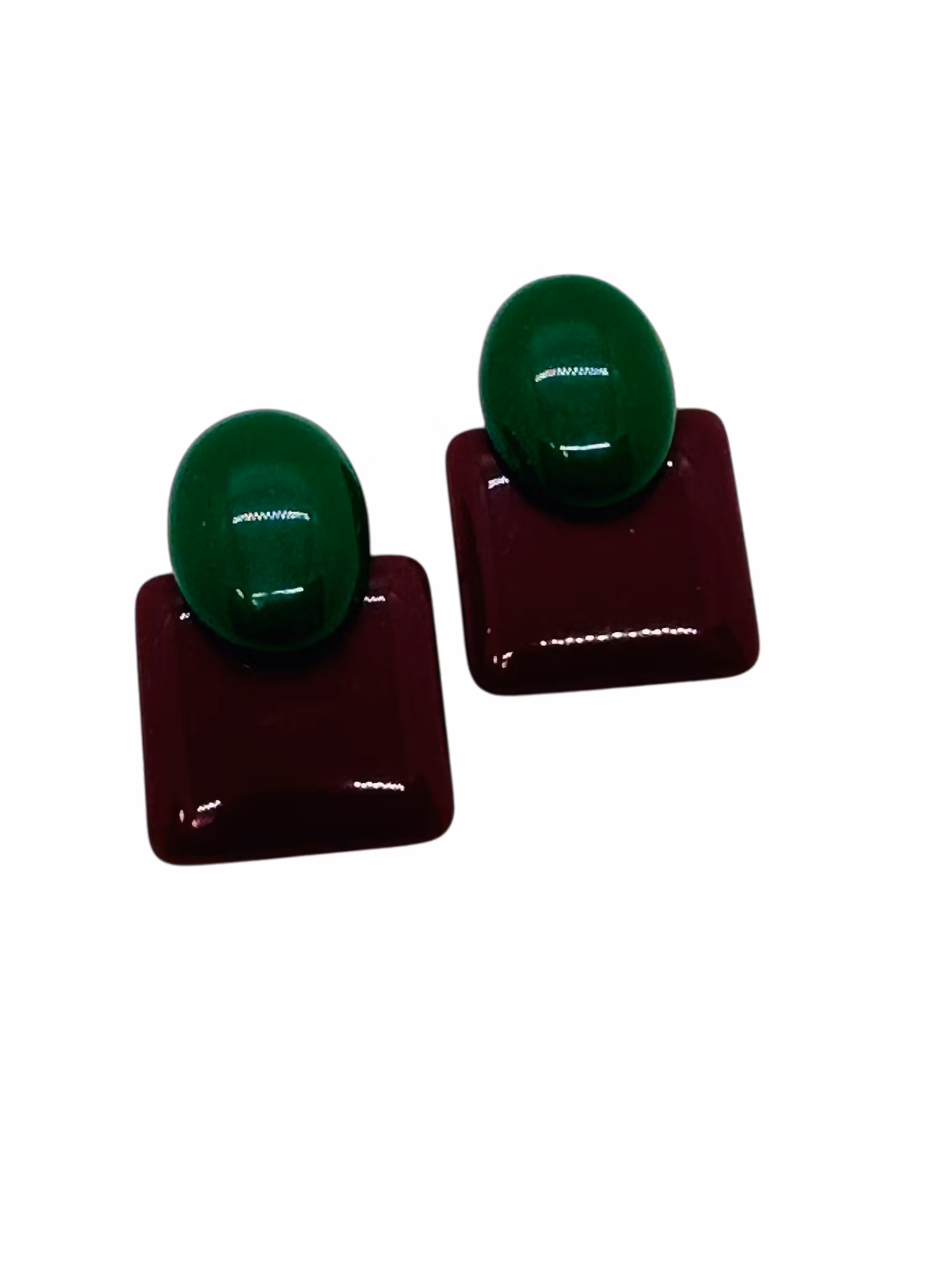 Örhängen vinröda och gröna