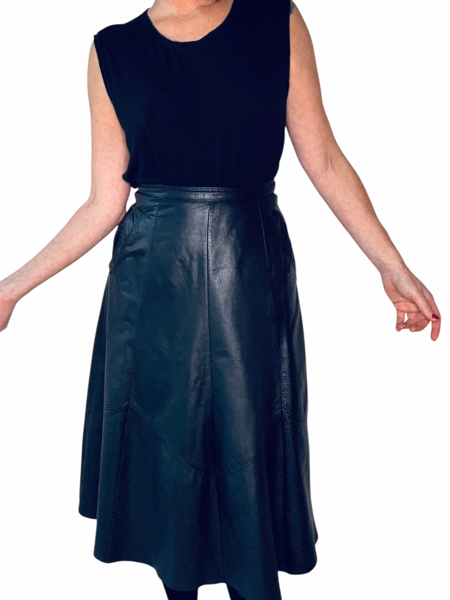 Vintage A-linjeformad skinnkjol