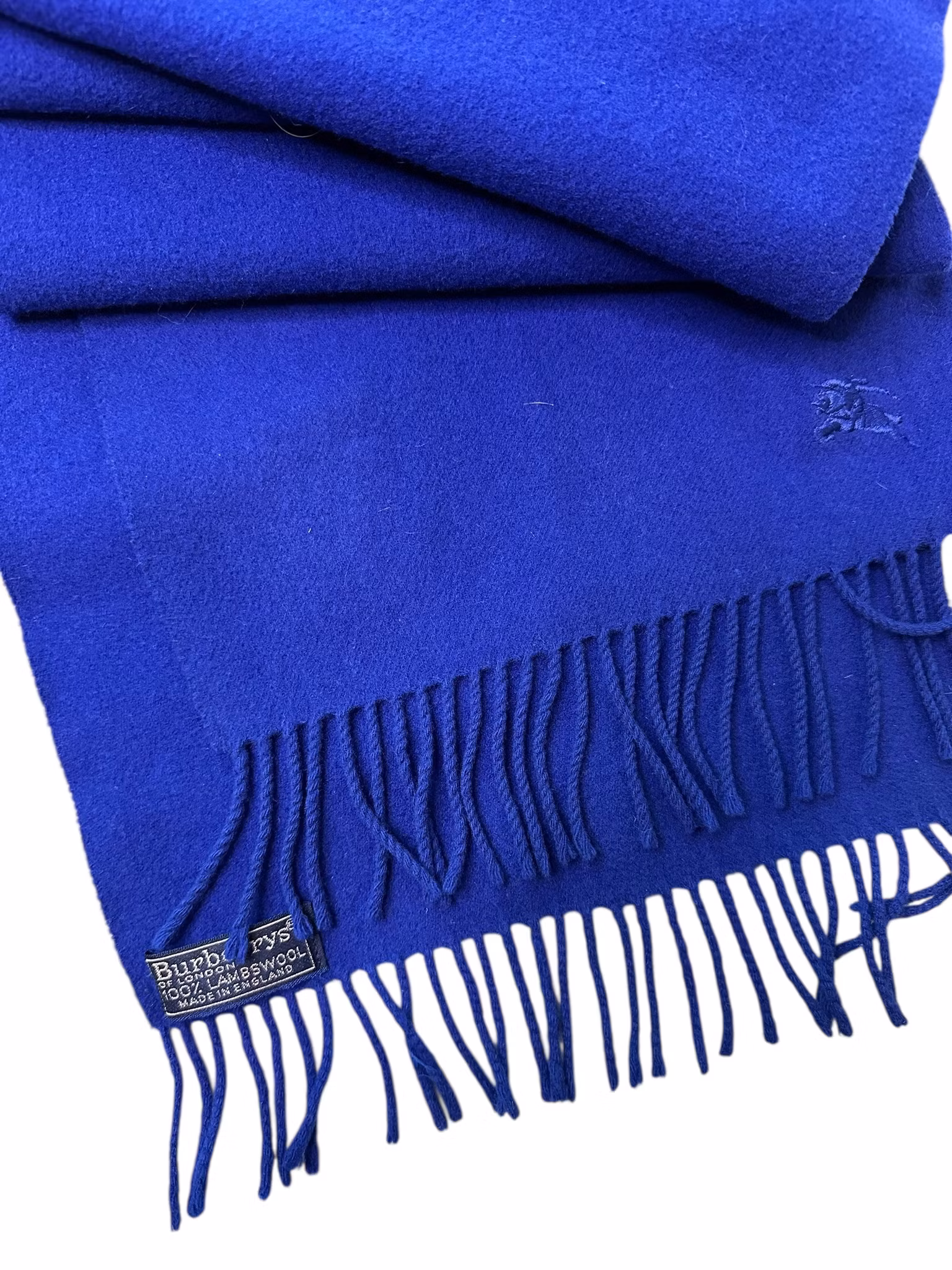 Vintage Burberry kornblå lång halsduk i ull