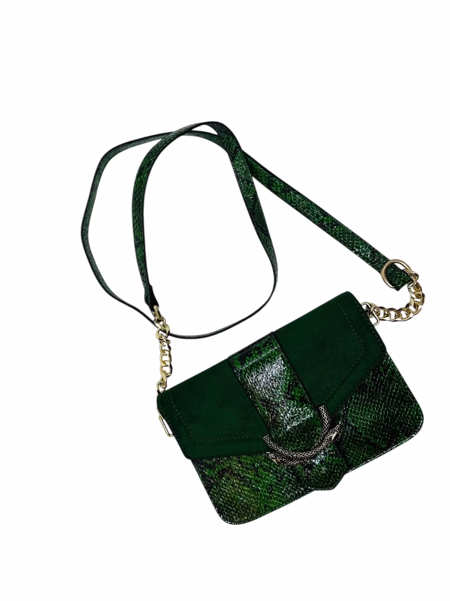 Grön väska med ormspänne