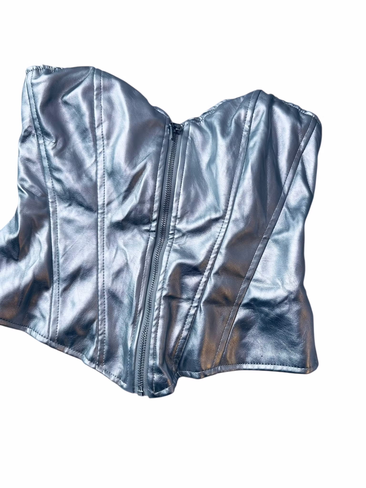 Silvrig topp i korsettmodell