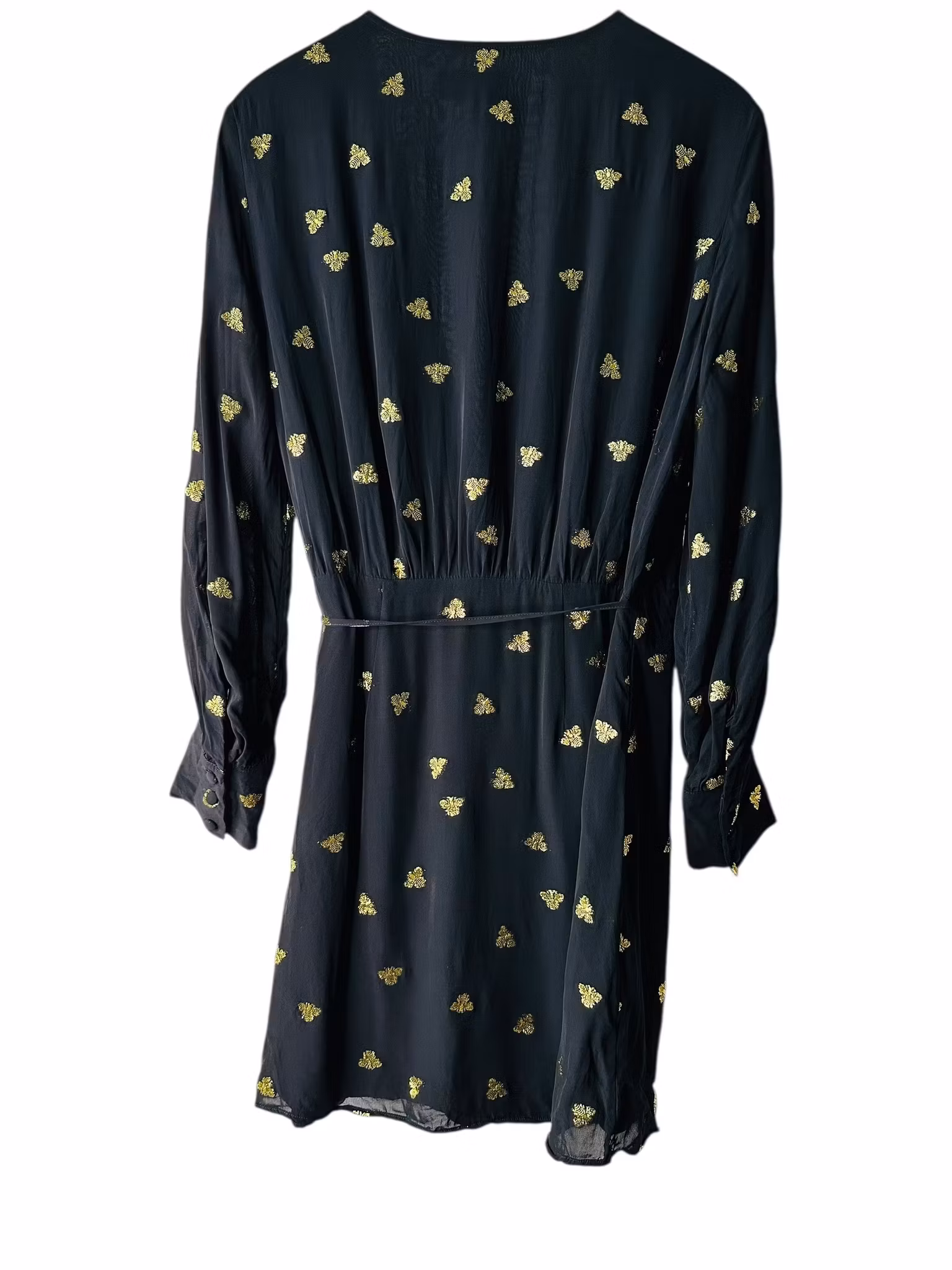 Omlottklänning med guldiga bin