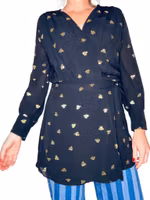 Omlottklänning med guldiga bin