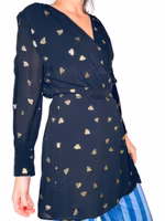 Omlottklänning med guldiga bin