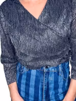 Silverglittrig topp med volang