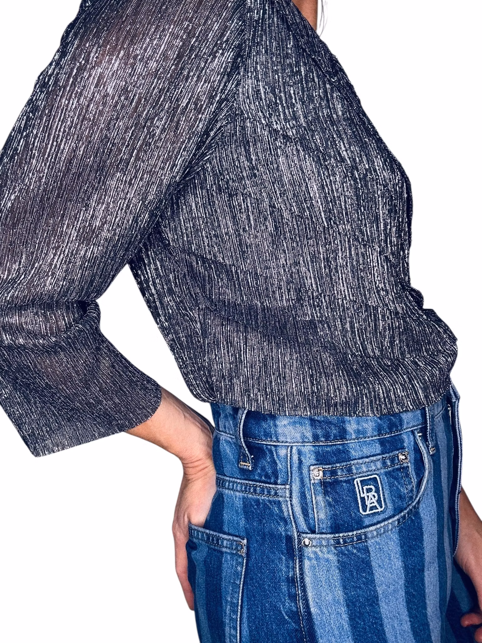 Silverglittrig topp med volang