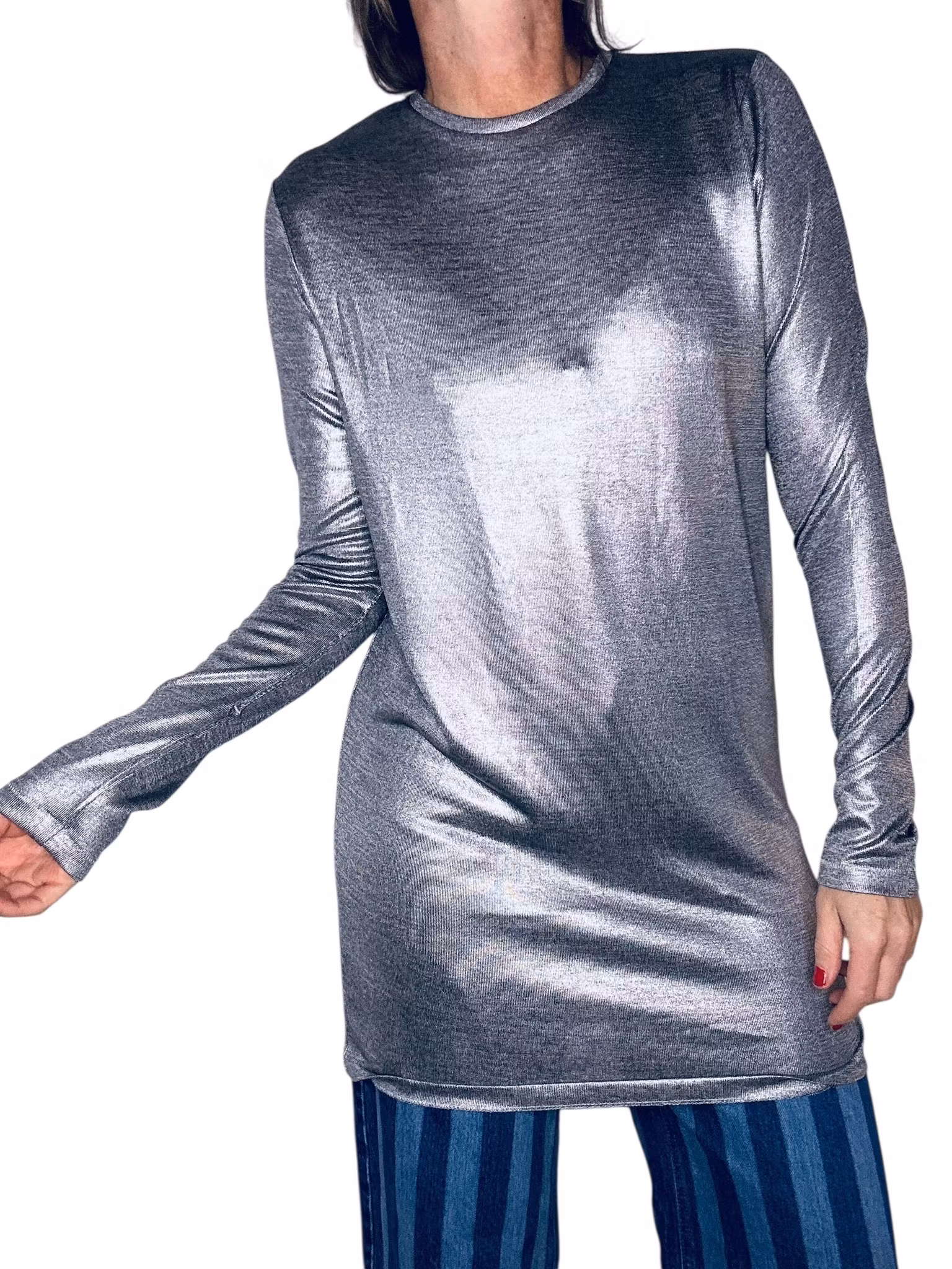 T-shirt klänning i silver