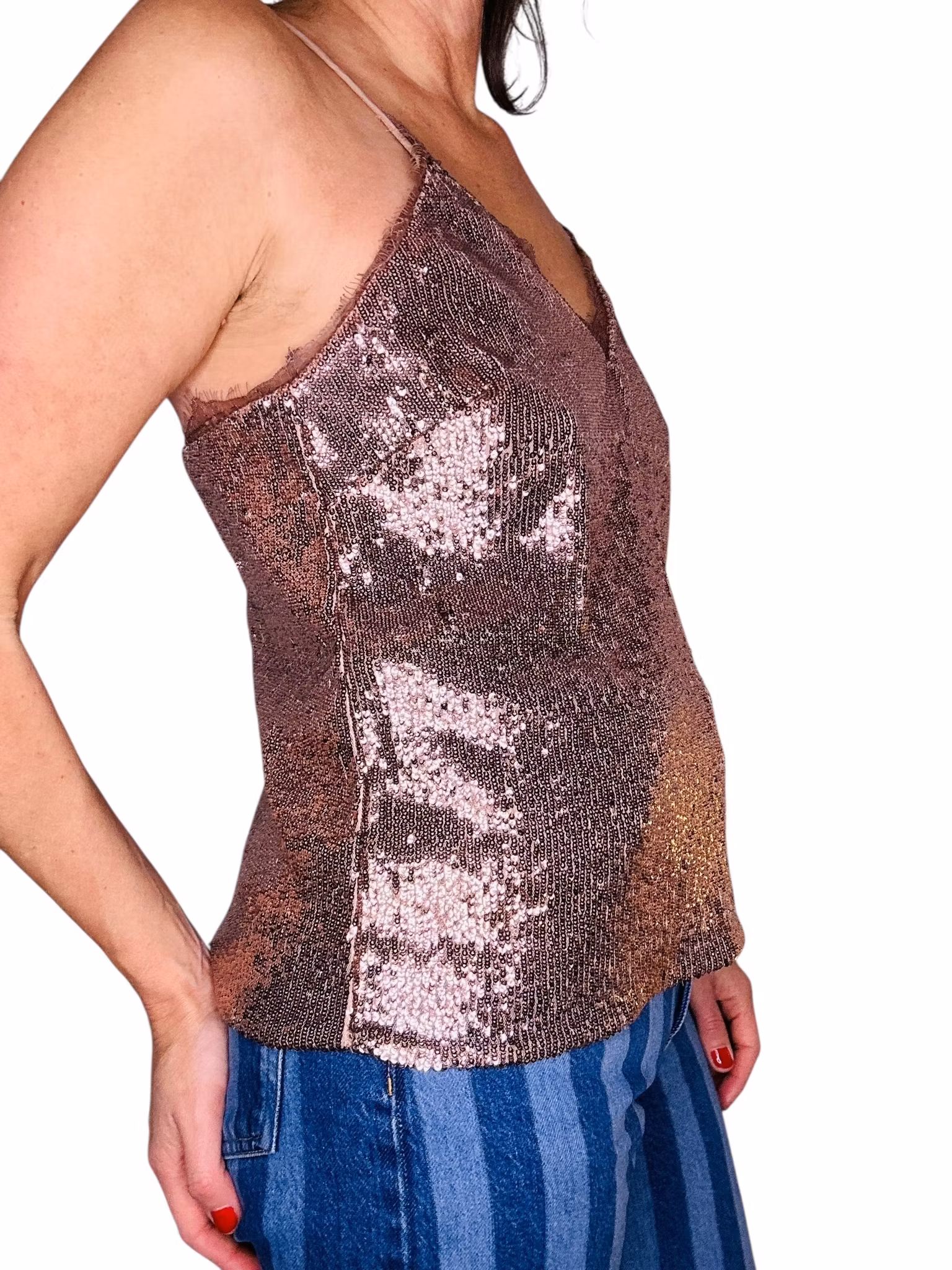 Bronsfärgat paljettlinne