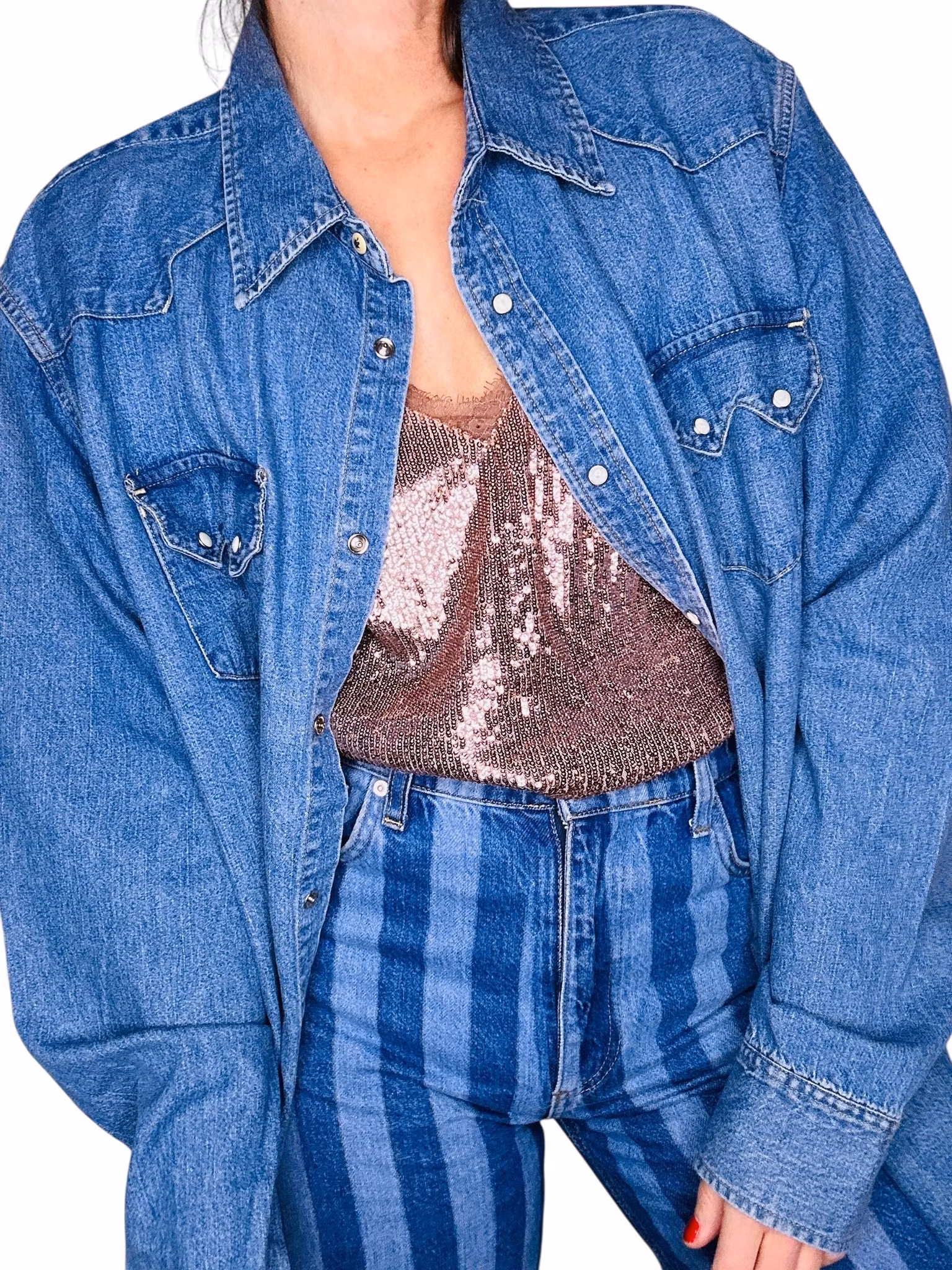 Bronsfärgat paljettlinne