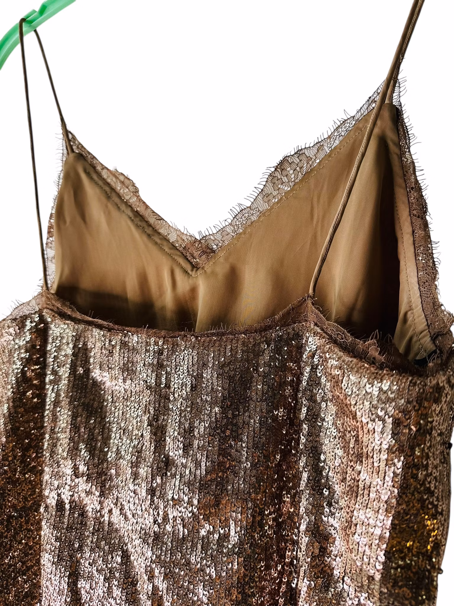 Bronsfärgat paljettlinne