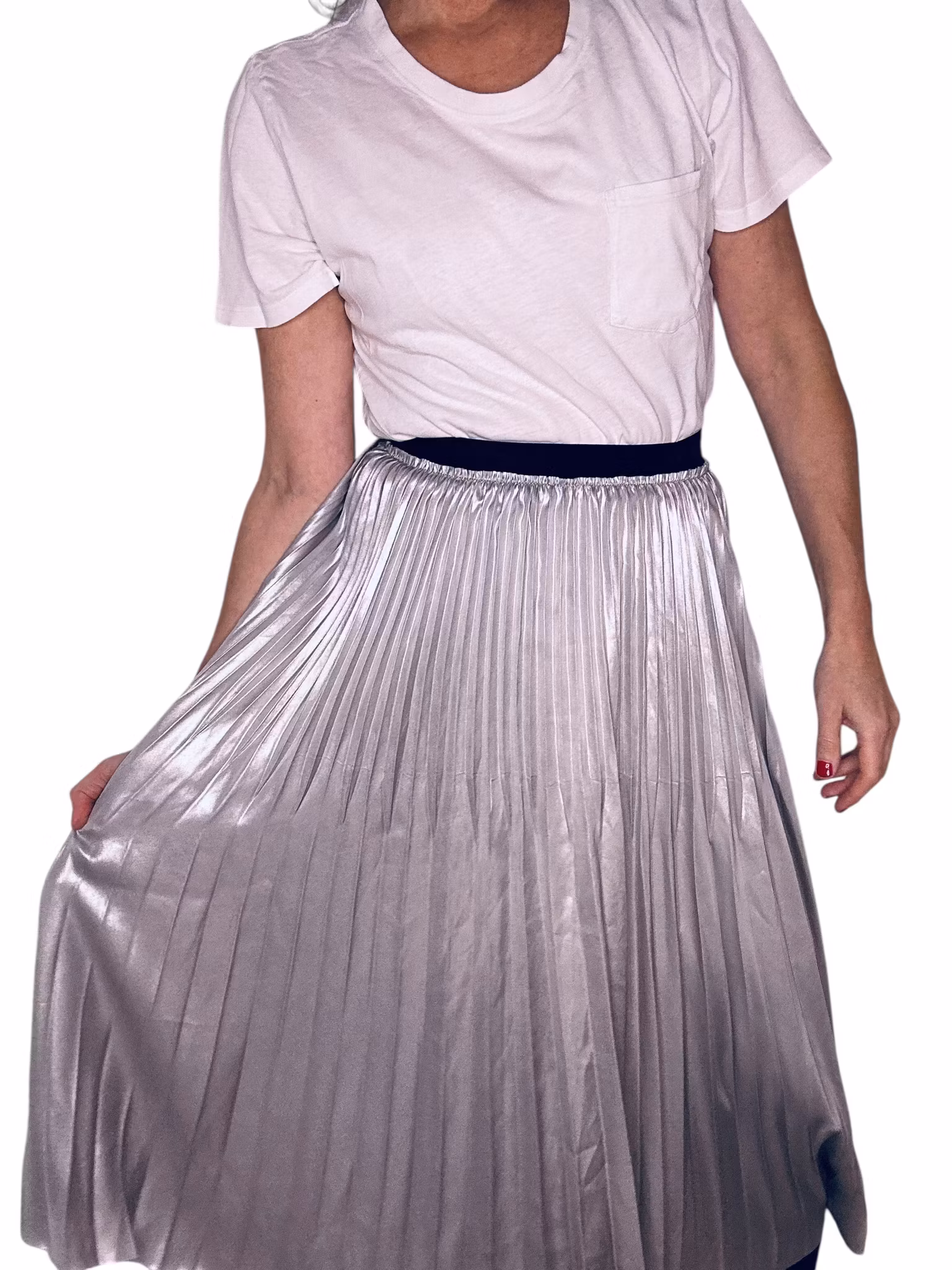 Plisserad kjol i silver